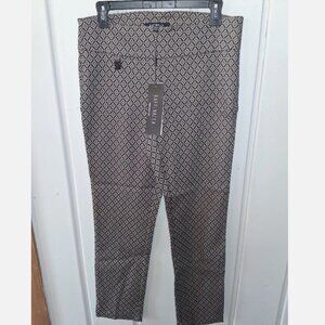Rafinalla Women's Tummy Control Diamond Print Pull On Stretch Pants NWT Sz 14